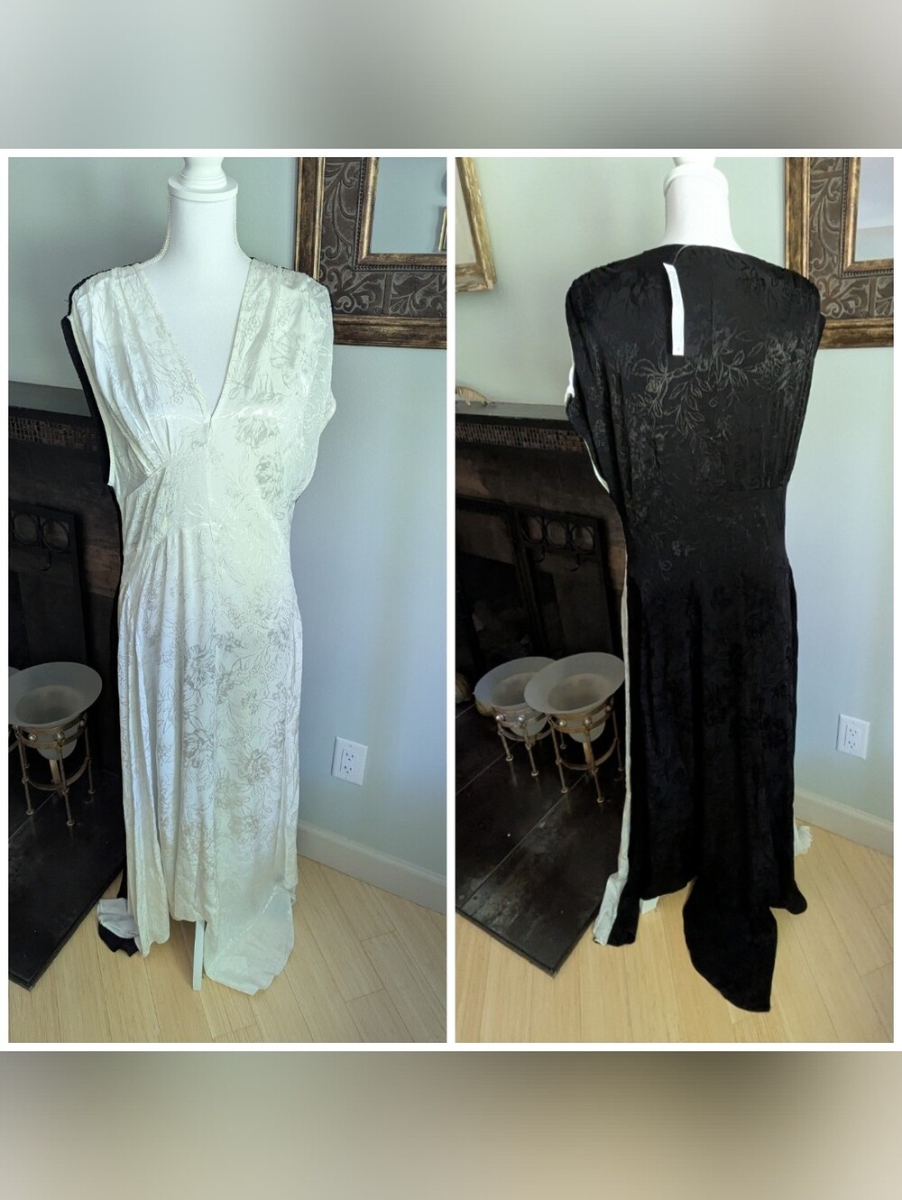 NEW Topshop Size US 2 Jacquard Maxi Dress Dual Side Ivory/Black Cruella DeVille